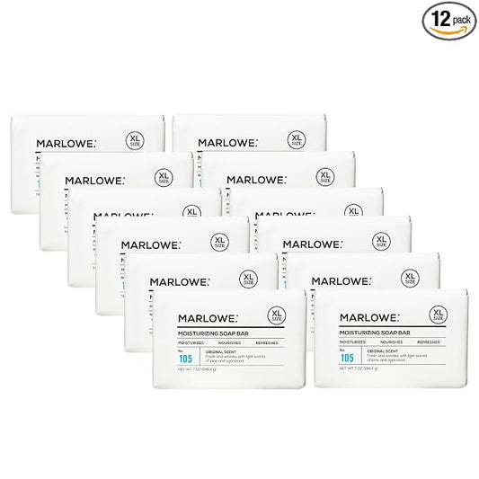 MARLOWE. Bar Soap for Men, Moisturizing Body Soap,Sage + Fir, 7 oz(12 Bars) | Nourishing & Refreshing with Natural Extracts, Shea Butter, Olive Oil & Green Tea Extracts, Original Sage & Fir Scent