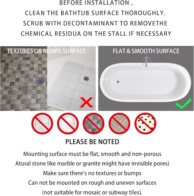 Yimobra Bathtub Mat Non Slip, 35"X16" Shower Mat with Strong Suction Cups&Drain Holes, Long Anti Slip Bath Tub Mat for Inside Shower, Machine Washable Fast Drying, Bathroom Essentials, Clear Green