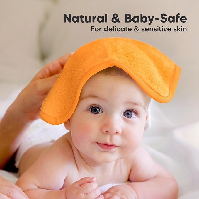 6-Pack Baby Washcloths, Soft Absorbent Washcloths for Face, Body (Carrot) | Viscose from Bamboo Washcloths, Baby Towels, Newborn, Kids, Toddlers, Infant, Gentle on Sensitive Skin, 10x10, Reusable