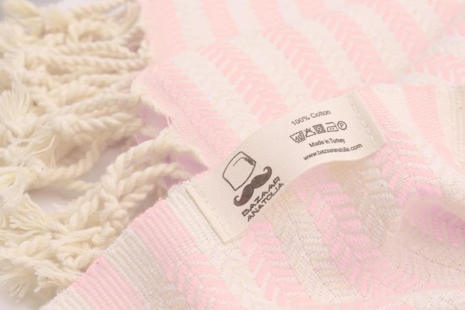 Bazaar Anatolia Turkish Beach Towel – 100% Cotton, Quick Dry, Sand Free Pink Picnic Blanket for Bathroom and Travel – Oversized 71x39 Inches – Arpa Pink