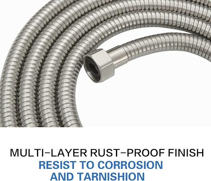 RUMOSE 98 inches Shower Hose Shower Head Extension Hose Extra Long Stainless Steel Shower Tube Attachment Flexible Handheld Shower Sprayer Hose, Brushed Nickel