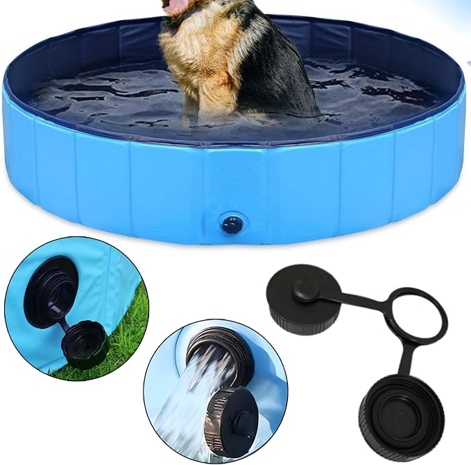 2X Dog Pool Drain Plug, Pet Dog Bath Tub Swimming Pool Plug Cap Collapsible Puppy Indoor Outdoor Bathing Tub Swimming Pool Plug Cap