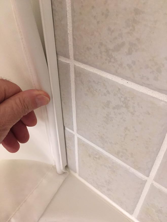 30" Shower Curtain Water Barrier & Leak Guard Kit – Side Seal System Stops Water Leaks, Blow-in & Splashing – Keeps Water in Tub or Shower – Easy Install, Works with Any Curtain (30” Wall Channels)