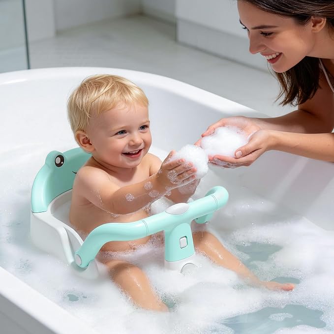Baby Bath Seat for Babies 6 Months & Up, Non-Slip Toddler Bath Seat with Suction Cup, Safe and Comfortable Portable Infant Bathtub Chair for Bathroom, Bathtub Tub Sitting Up (Mint Green)
