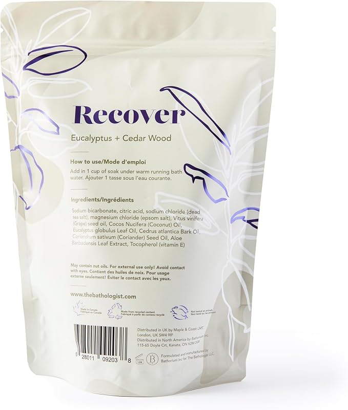 The Bathologist Recover Fizzy Bath Soak, Shea Butter & Epsom Salt, Mineral Therapeutics, Exfoliating for Dry Skin, Vegan & Cruelty-Free, 32 oz