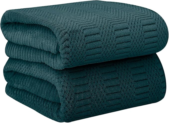 JML Microfier Bath Towels Set of 2, Large Microfier Body Towel for Adult, 30" x 60", Oversized, Soft, Super Absorbent, Fast Drying, Use for Sauna,Gym,Sport, Fitness, Yoga, Diamond Cross Grid Teal