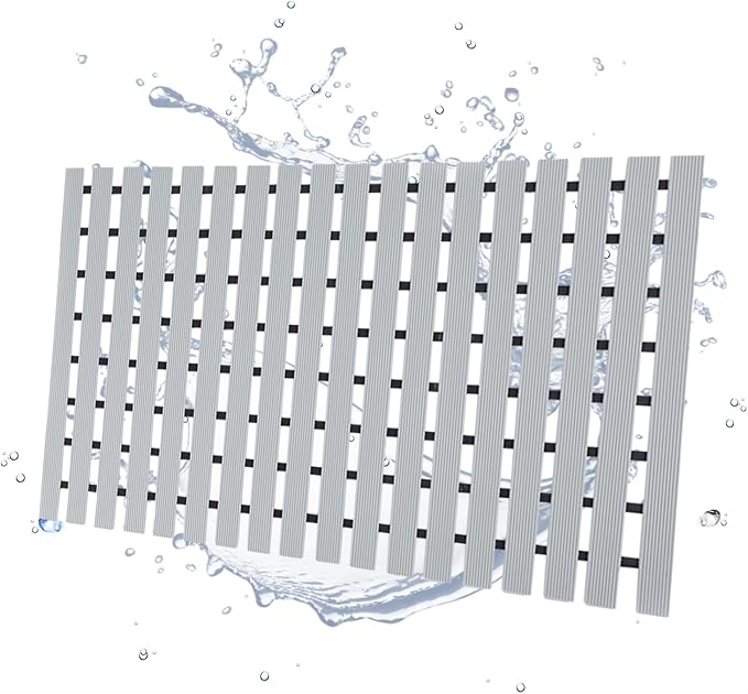 SHIMOYAMA Shower Floor Mat, Non Slip Bathtub Mat with Double-Sided Anti-Skid Design, 26 x 17 Inch Absorbent Quick-Dry Shower Mat for Bathroom Floor, Gray