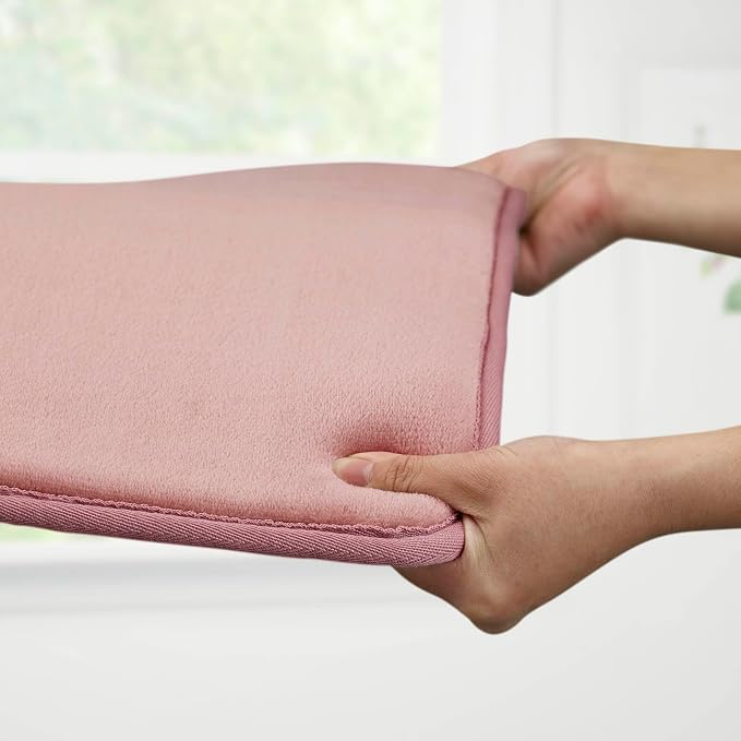 Memory Foam Bath Mat Non Slip Absorbent Super Cozy Velvet Bathroom Rug Carpet (22 inches X 36 inches, Mauve)