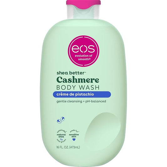 eos Cashmere Body Wash – Crème de Pistachio, Moisturizing Body Wash, Creamy Gel Formula, with Shea Butter, Glycerin, Vitamin E, pH Balanced, Sensitive Skin, Vegan, 16 fl oz