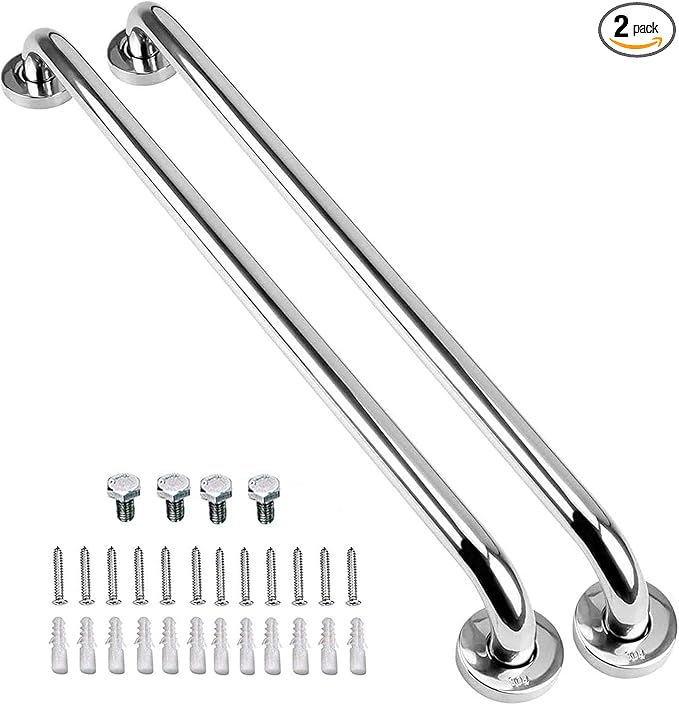2 Pack 40 Inch Shower Grab Bar, iMomwee SUS304 Stainless Steel Bathroom Grab Bar Handle, Bathroom Shower Balance Bar,Safety Hand Rail Support,Handicap Elderly Senior Assist Bath Handle(1.25" Diameter)