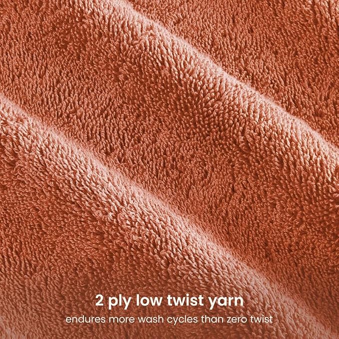 BIOWEAVES 100% Organic Cotton 700 GSM Plush Premium Washcloths 13" x 13" GOTS Certified, Face Towels Perfect for Home & Bathroom - Burnt Orange, Pack of 12