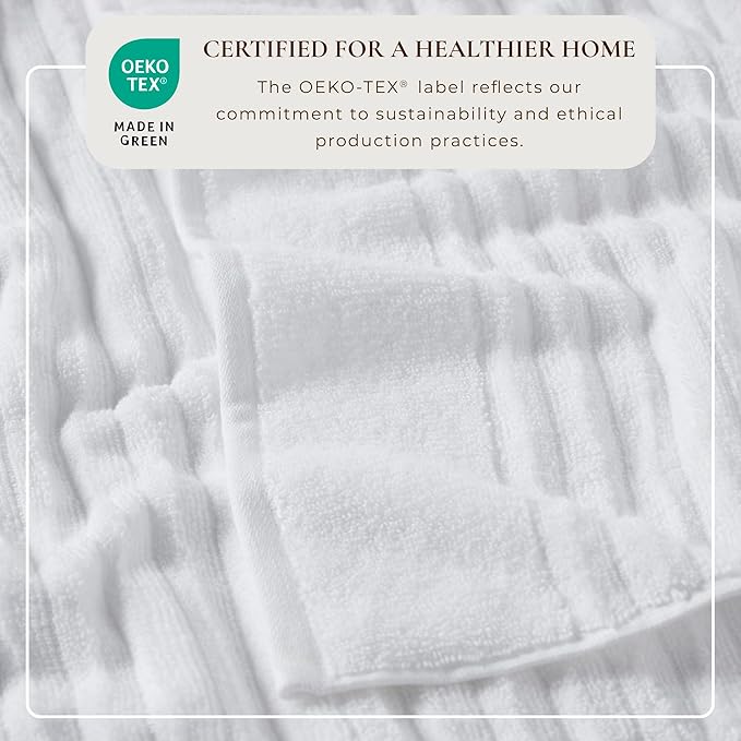 Great Bay Home 6 Pack Hand Towel Set - 100% Cotton Towels - Absorbent & Quick-Dry Towels for Bathroom (White)