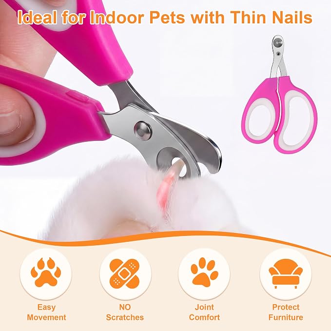 4 Pack Pet Nail Clippers: 2 Cat Nail Clippers with Circular Cut Hole, Cat Claw Trimmer Sharp Angled Blade, Safe & Easy to Use for Cats, Kittens, Small Dogs, & Small Pets, Avoid Overcutting