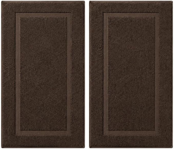 SALBAKOS 100% Turkish Cotton Bath Mat Set 2-Piece - 20x34 inch, Hotel & Spa Collection, Soft, Absorbent, Long Lasting, Durable Bathroom Rugs | Made in Turkey (Chocolate, 2 Bath Mats)