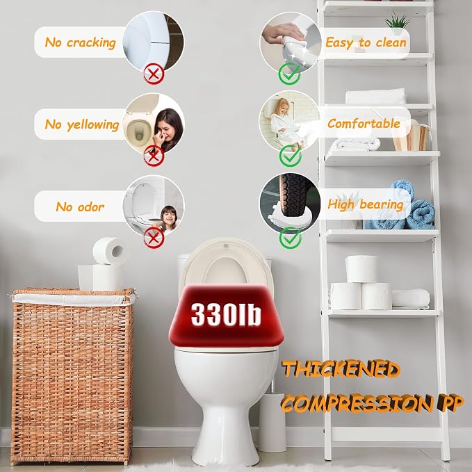 Potty Training Seat Built-in Toilet Seat, Round Toilet Seat 16.5inch with Baby Seat 2 in 1 Soft Close Quiet No Slapping, Magnetic Absorption, Easy Installation for Bottom Fixing Toilet，Almond