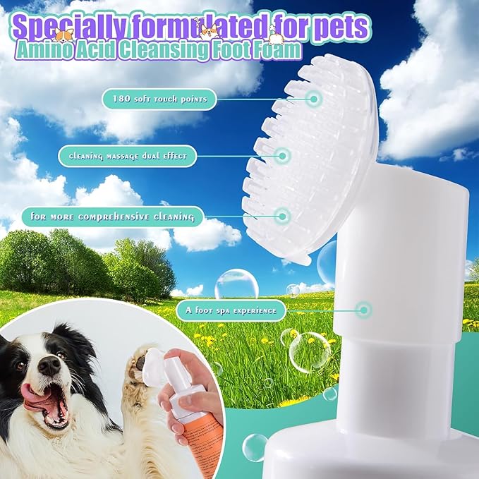 Paw Cleaner for Dogs & Cats - Waterless Foaming Pet Foot Washer with Built-in Soft Silicone Scrubber - No-Rinse Deep Cleansing & Moisturizing, pH-Balanced, Fresh Scent - for Dirty Muddy Paws, 5 fl oz