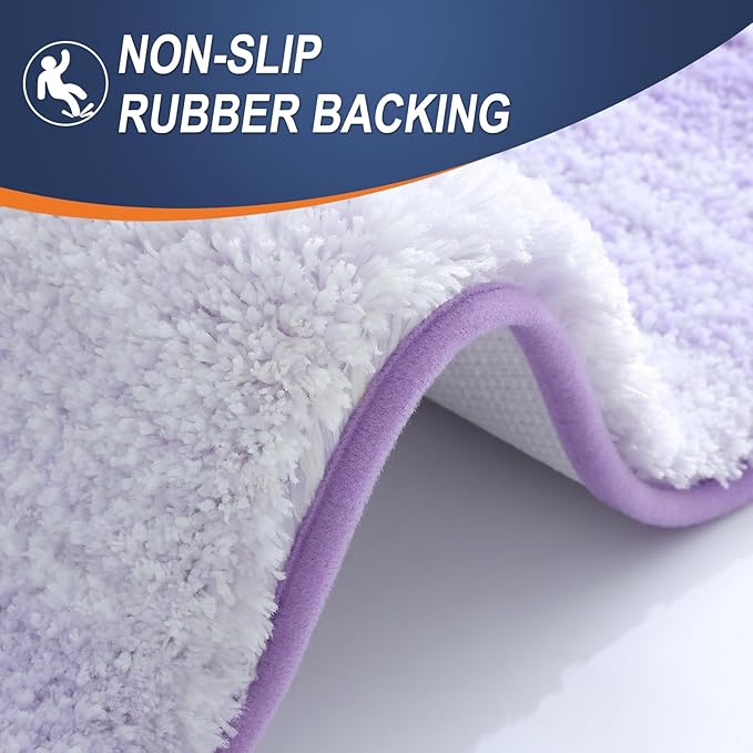 OLANLY Bathroom Runner Rugs Mat 47x17, Extra Soft Absorbent Microfiber Bath Rug, Rubber Backing, Quick Dry, Washable Long Bath Mats for Bathroom, Tub and Shower, Home Decor Accessories, Light Purple
