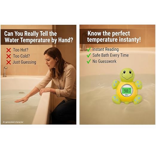Baby Bath Thermometer for Tub,Floating Digital Water Temperature Thermometer with Instant Accurate Reading,3-Color Safety Light,Auto On/Off for Newborn,Infant & Toddler