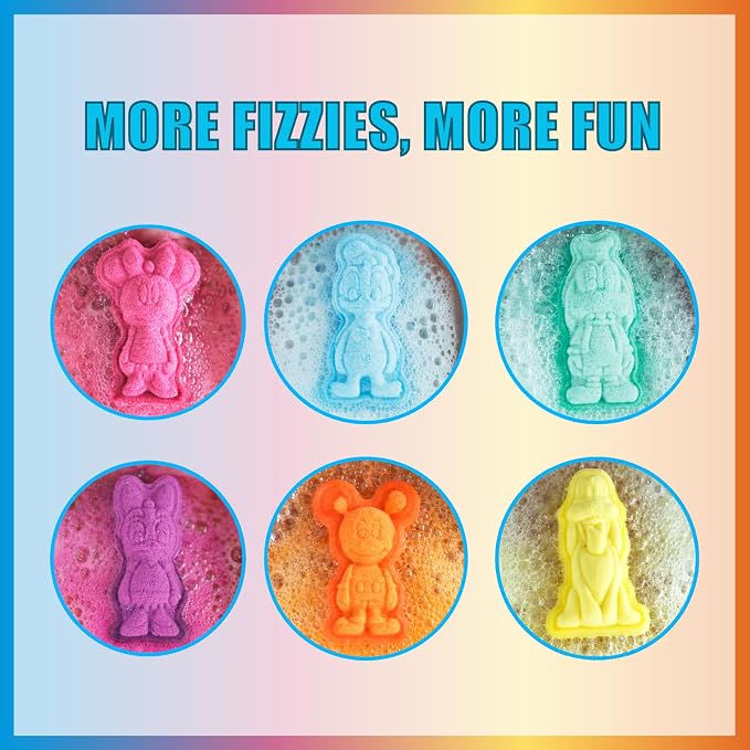 Mickey Minnie and Friends Bubblegum Scented Bath Bombs - Ages 3+ Character Molded Bath Bombs – Fun & Bright Colors by Townley Girl
