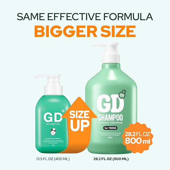 TS GD Teen Shampoo for Itchy, Flaky, Dry, Sensitive Scalp, Sulfate and Silicone Free Gentle Scalp Cleanser for Build Up and Odor Care, Korean Hair Care 28.2 fl oz, 800ml