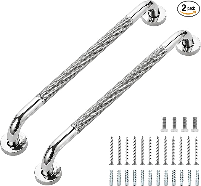 Grab Bars for Shower, 2 Pack 20-Inch Anti Slip Shower Handles for Elderly, Safety Shower Grab Bar, Stainless Steel Handicap Grab Bars for Bathroom (Polished Nickel 1" Diameter)