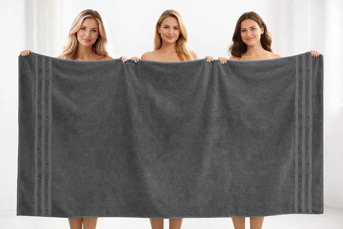 DAN RIVER 2 Pack Bath Sheets Extra Large 35x70, Large Bath Towels for Adults, XL Oversized Heavy Duty Towel Set, 600 GSM 100% Ring Spun Cotton, Soft Quick Dry, Grey