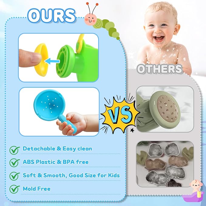 Toddler Bath Toys for Kids Ages 1-3 Baby Bath Toys Beach Sand Pool Water Table Toys Mold Free Bathtub Toys for 12+ Months Stacking Cups Showerhead Spoon for 1 2 3 4 5 6 Years Old Girls Boys Gifts 9PCS