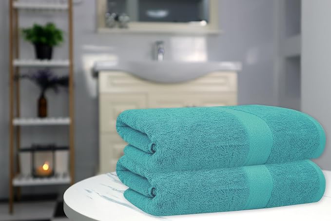 Luxury Bath Towels - 4 Pack Ultra Soft and Absorbent Cotton Bath Towels for Bathroom, Spa, and Hotel Use - Quick-Dry and Durable Towels Set 27x54'' (Light Green)