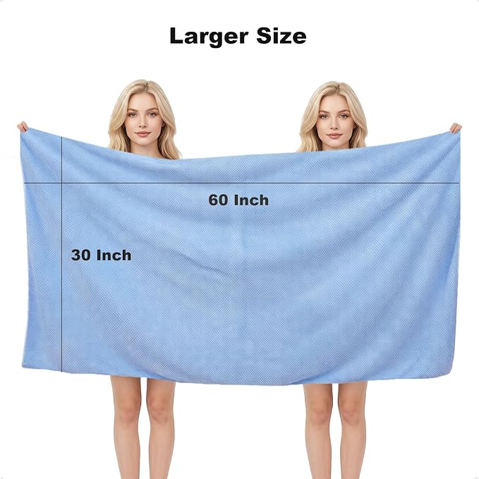 2 Pack Bath Towel Set, Waffle Bath Towel Set, Super Soft Highly Absorbent, Sturdy Quick Drying Towels for Bathroom, Gym, SPA, Yoga (2 Piece 30" x 60", 2Blue)