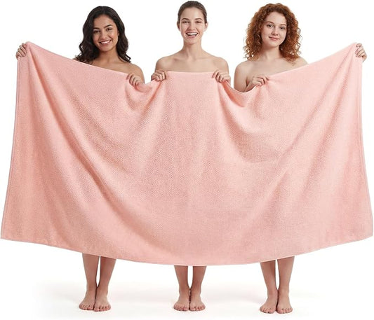 REDKISS Pack of 1 Jumbo Bath Sheet, 40 x 80 Inches Microfiber Oversized Bath Towel for Bathroom, Extra Large & Lightweight, Quick-Dry, Super Soft & Highly Absorbent, Perfect to Wrap Yourself in, Pink