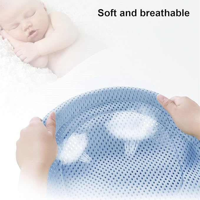 RUIXIA Adjustable Baby Bath Tube Support Mesh Net Soft Breathable Infants Shower Pad Newborn Bathing Mat 5-Point Anti-Slip Bathtub Seat with Sponge Cushion for Toddlers 0-18 Months, Blue, One Size