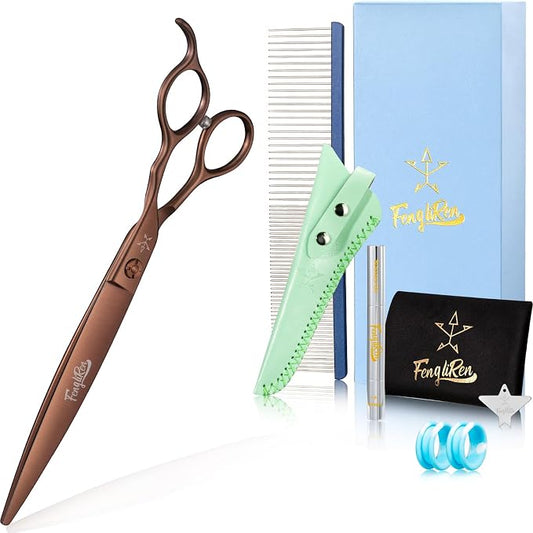 High-end Professional Dog Grooming Scissors Pet Grooming Shears 7.5 Inches Extremely Very Sharp Made Of Stainless Steel Alloy By Hand For Dog Cat Groomer
