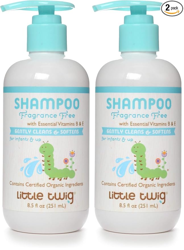 Little Twig Fragrance-Free Shampoo, Hair Shampoo with Natural Plant Derived Formula, Vegan, Gluten-Free, Perfect for Newborns, 8.5 fl. oz. (Pack of 2)