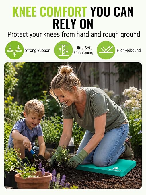 WORKPRO Extra Thick Kneeling Pad, Robin's Egg Blue, 17.5 x 11 x 1.5 in | Soft NBR Foam Cushioning for Knee, Large Foam Kneeler Mat, For Gardening, Bathing Baby, Exercise, Workout Supplies, 1 Pack