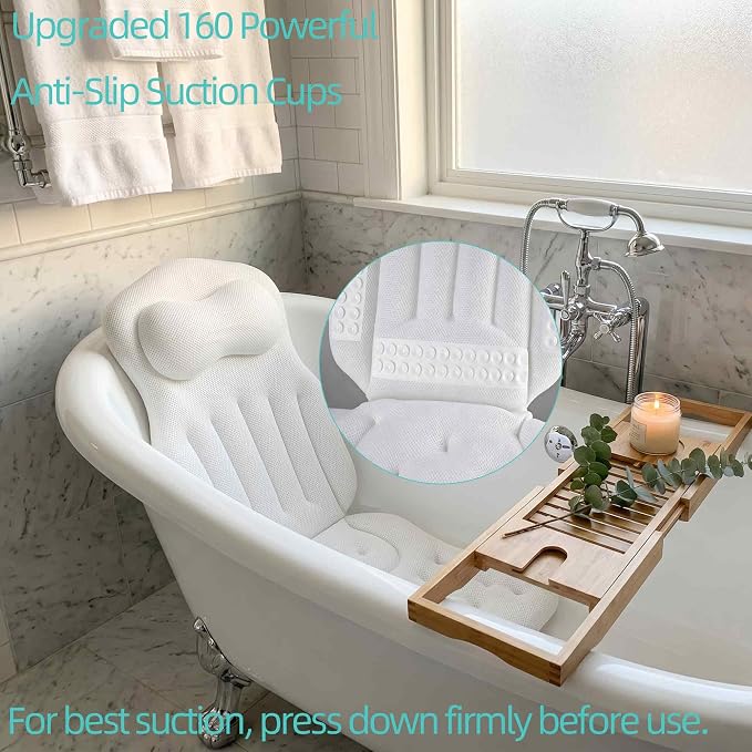 Bath Pillows for Tub Full Body, Luxury Bathtub Pillow Cushion, Bubble Bath Mat for Tub Spa