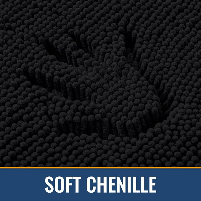 Arotive Bathroom Rugs Round 30x30, Extra Soft Absorbent Shaggy Chenille Bath Rugs, Machine Washable Rubber Backing Bath Mats for Bathroom Floor Tub and Shower, Home Decor Accessories, Black