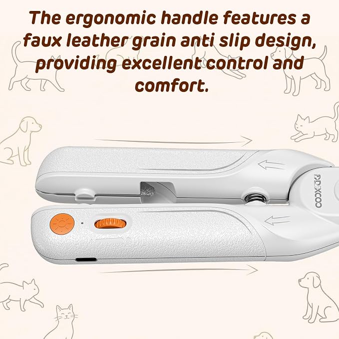 Dog Nail Clippers & Cat Nail Clipper, Pet Nail Trimmer with 2 LED Lights,Safety Side Lock, Nail File and Anti-Slip Handles, Dog Nail Grinder Quiet for Large and Medium Dogs & Cats