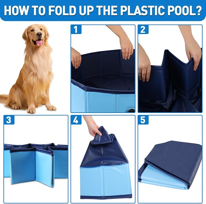 Foldable Duck Pool, Portable Hard Plastic Duck Pond Tub, Collapsible Duck Pools for Pet Ducks, Dogs and Cats – Indoor & Outdoor Use, Hard Shell, Easy to Clean and Store