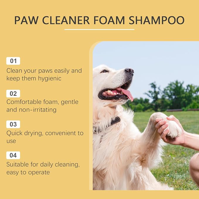 MCstars Clean Paws | No-Rinse Dog Paw Cleaner & Cat Foot Washer | pH Balanced Gentle Foaming Cleanser with Silicone Brush | Safe for Licking, Moisturizes & Soothes, 100ml (3.4 fl oz)