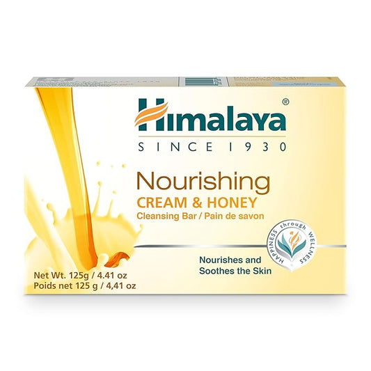 Himalaya Nourishing Cream & Honey Cleansing Bar Soap, Soft Milk and Honey Hand Soap, for Face and Body, Face Soap Bar, Face Wash Bar, Bath Soaps, Soft Skin, 4.41 oz, 1 Pack
