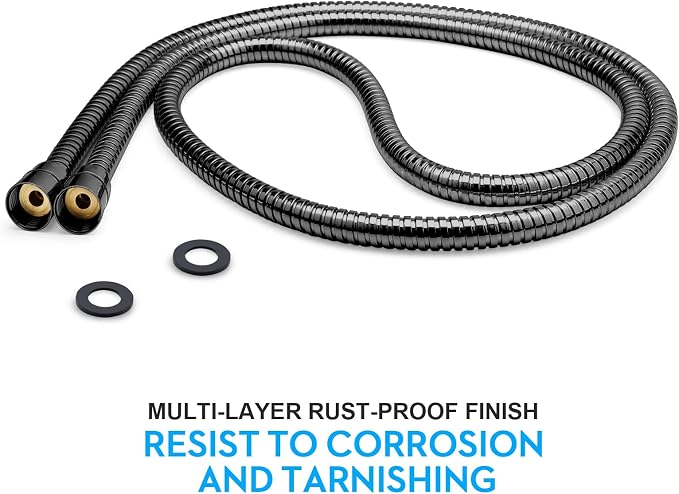 Blissland Shower Hose Extra Long 79 Inches Handheld Shower Head Hose with Brass Insert and Nut - Durable and Flexible(Matte Black)