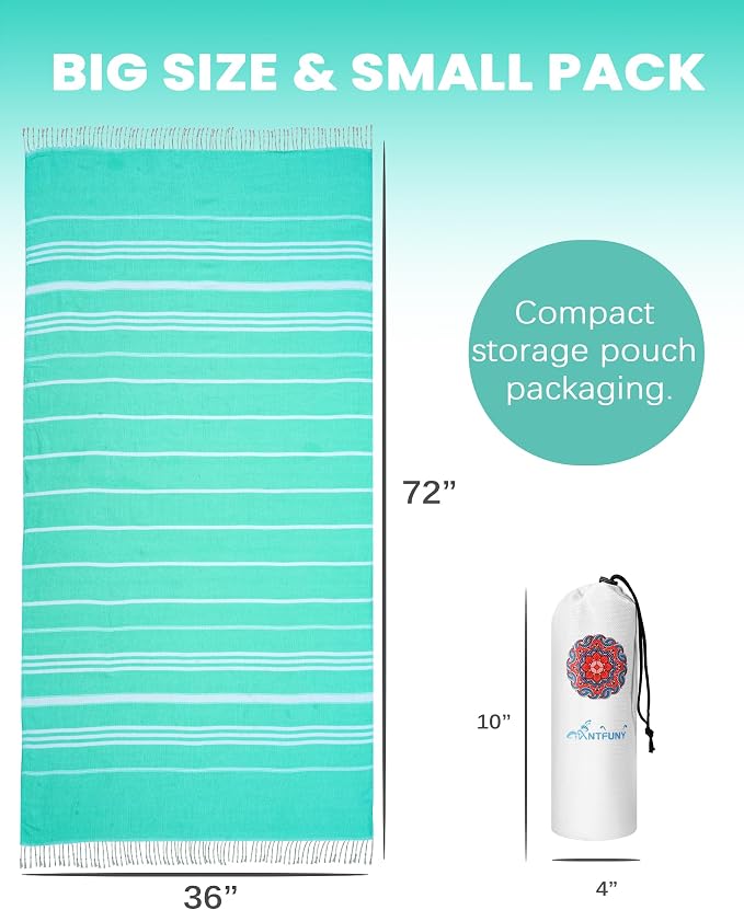 Turkish Beach Towels Quick Dry Sand Free Soft Absorbent Adult Oversized Bath Pool Swim Long Stripe Towel Sound Cloud Sandfree Chamois Mat Summer Thing Lightweight Thin Mint Green Vacation Essentials