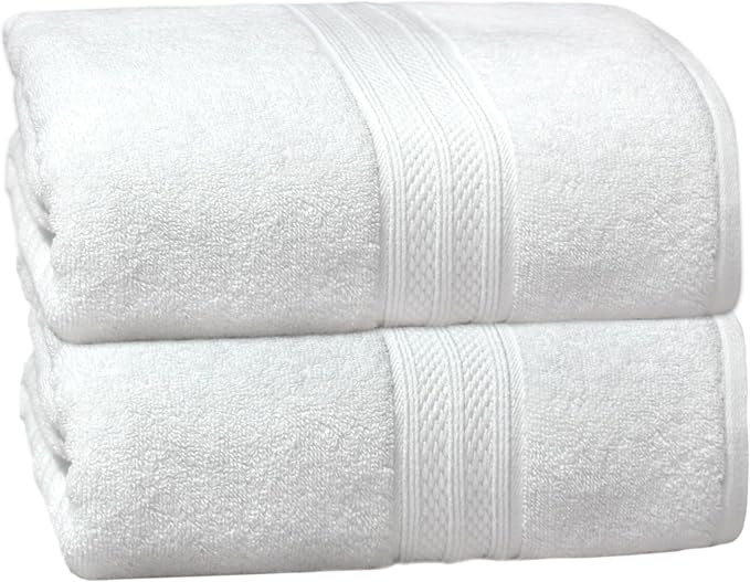 COTTON CRAFT Soft Giant Bath Sheet - 2 Pack Oversized 35x70 Extra Large Luxury Bath Towel - 600 GSM - 100% Ringspun Cotton - Absorbent Quick Dry Bathroom Shower Hotel Spa Towel Sheet - White
