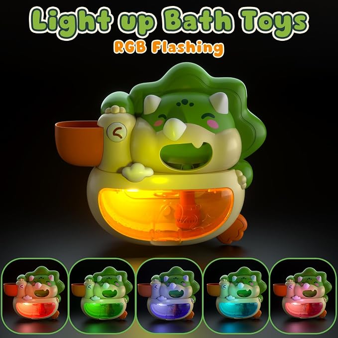 Lehoo Castle Bath Bubble Machine, Light Up Musical Bubble Bath Toys for Toddlers 1-3 Automatic Bubble Maker for Bathtub Dinosaur Toys for Bath