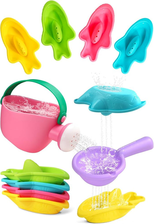 Baby Bath Toys, Mold Free Bath Toys Toddlers 2-4 | Stacking Boat Sensory Water Table Toys and Toddler Pool Toys as Gifts for Boys and Girls Ages 1-3
