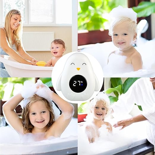 Water Temperature Sensor– Digital Water Temperature Gauge for Infants Todlers, Floating Duck Thermometer | Safe Bath Time Accessory, Cartoon Penguin Shape Temperature Tester for Kids Boys Girls