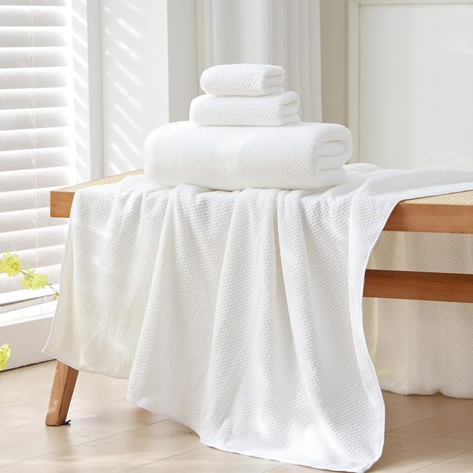 40x80 Inches Bath Sheets Towels for Adults Oversized Bath Towels Extra Large Luxury Super Soft Absorbent Quick Dry Microfiber (White,6PCS)