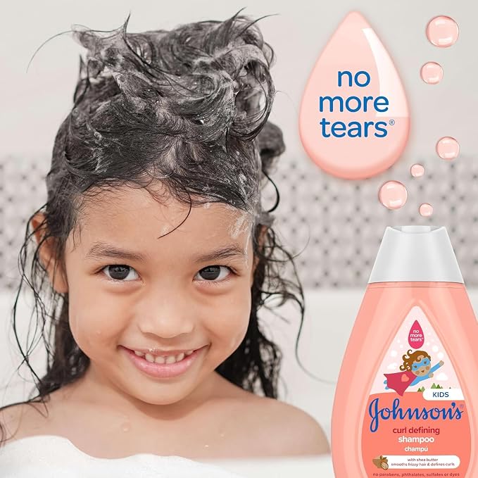 Bundle of Johnson's Kids Curl-Defining, Frizz Control, Tear-Free Kids Shampoo + Shea Butter, Paraben-, Sulfate- & Dye-Free, 13.6 fl. oz + Curl Defining Leave-In Conditioner, 6.8 fl. oz