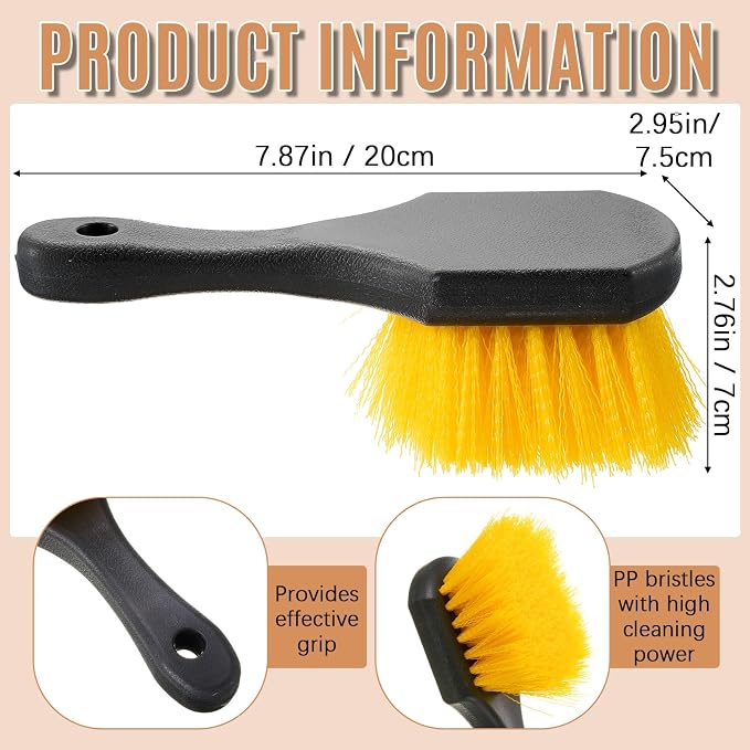 CroBlissful 2 Pcs Bird Bath Cleaning Brush Hard Bristle Stiff Bristle Brush with Plastic Handle Utility Scrub for Bird Feeder Bath Accessories Fountain Outdoor Cleaning(Yellow)