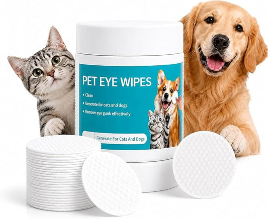100 Count Pet Eye Wipes,Tear Stain Cleaning Pads for Dogs & Cats, Pre-Soaked, Unscented, Gentle Cleansing, Ideal for Sensitive Eyes（1 Pack）